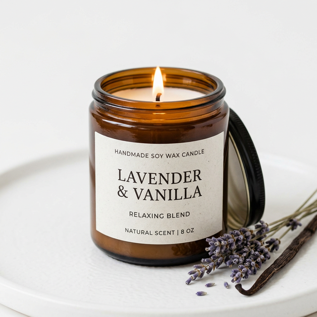 LuxBloom Lavender & Vanilla Soy Candle